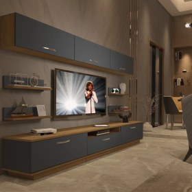 Resim Decoraktiv Trendstyle 8y Mdf Tv Ünitesi Tv Sehpası Pera Antrasit 