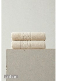 Resim 2'li Rita Ekru Banyo Havlusu - 70x140 Cm, 240gr, %100 Pamuk, Spa Ve Otel Havlusu, Günlük Kullanıma Uygun Ekru 