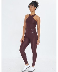 Resim Sportempt Lesa Wear Çapraz Detaylı Basic Spor Crop Atlet Kahverengi 