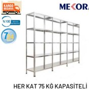 Resim Mekoraf Çelik Raf Sistemi 43X93 2. Metre 5 Raflı 3 Ünite Gri 
