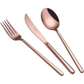 Resim Arsel Lotus Titanyum Rose Gold 72 Parça Parlak Bakır Renk Çatal Kaşık Bıçak Takımı 304 Kalite 4mm Set Gümüş 