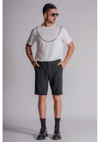 Resim Braccas Erkek Yandan Cepli Klasik Bel Slim Fit Chino Şort Siyah Siyah 