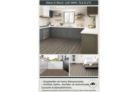 Resim Technojet Kendinden Yapışkanlı Parke Tasarım Mutfak Banyo Zemin Duvar Kaplama 30CM×30CM(4'LÜ Paket) 