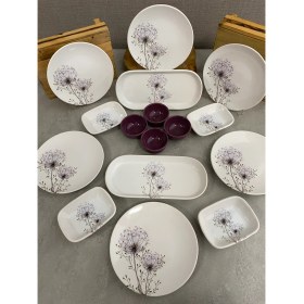 Resim Keramika Takım Kahvaltı Hindiba Mor 16 Parça 6 Kişilik 
