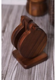 Resim Mien Akasya Bardak Altlığı Set Standlı Kahverengi 