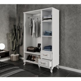 Resim KZNHOME Kartopu 3 Kapaklı 2 Çekmeceli Country Gardırop - Tamamı Mdf 