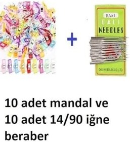 Resim Dikiş Nakış Plastik Klips Tutucu Mandal (RENKLİ 10 ADET)- Dali Ev Tipi Makine Iğnesi 14/90 10 Adet 