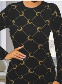 Resim Nnstartshopping Kadın Bisiklet Yaka Uzun Kol Triko Mini Boy Elbise Siyah 