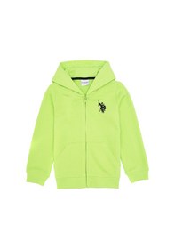 Resim U.S. Polo Assn. Erkek Çocuk Yeşil Fermuarlı Kapüşonlu Sweatshirt 50316706-VR020 