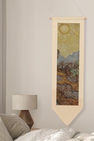 Resim Van Gogh Duvar Halısı, Sanat Serisi Dekor, 100cm Kanvas Flama Askılı Duvar Örtüsü NO:751 - Renkli - 22 / 30 x 100 