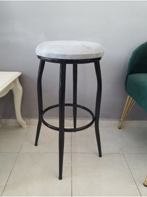 Resim Dekoratif Bar Tabure Kara Inci Gri 