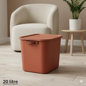 Resim 2 Adet Modern Kapaklı 20 litre Saklama Kutu Seti -ÖZel kulplu- Turuncu -Taşınabilir Kulplu, Dolap İçi Düzenleyici, Çok Amaçlı Organizer Kutu, Oyuncak & Kıyafet Kutusu 