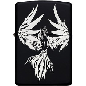 Resim Melek Pazarı Anka Kuşu Desenli Kişiye Özel İsimli Zippo Çakmak Benzinli Siyah Metal Çakmak 