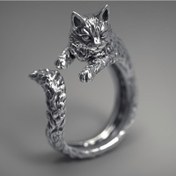 Resim Vintage Siyah Kedi Yüzük - Çinko Alaşımlı, Antika Gümüş Kaplama, Sevimli Yavru Kedi Tasarımı, Hip Hop Stili, Günlük Durum, Benzersiz Kedi Sevginleri İçin Hediye, Kedi Sevginleri Takı | Vintage Kedi Tasarımı | Dayanıklı Çinko Alaşımlı, Kedi Aksesuarları 