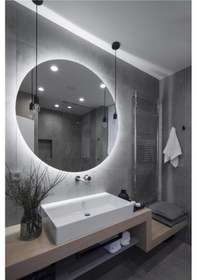 Resim Nuun Dekor 90cm Beyaz Ledli Duvar Aynası Dekoratif Yuvarlak Ayna Banyo Aynası - Trafolu Beyaz 