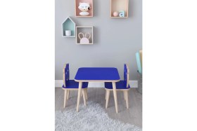 Resim Remaks Bambi Yaz Sil Yüzey Çocuk Masa Sandalye Takımı 1 Aktivite Oyun Masası 2 Sandalye - Mavi 