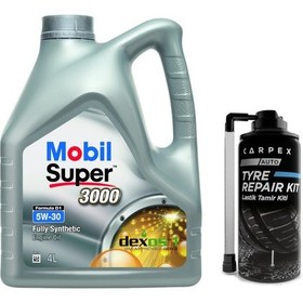 Resim Mobil Super 3000 5W-30 Motor Yağı 4 L + Carpex Auto Lastik Tamir Kit 