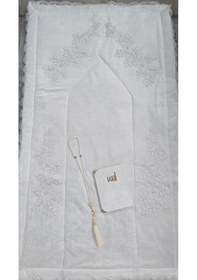 Resim Lamazihome Fransız Dantelli Kadife Seccade Çeyizlik Bohça Seti 