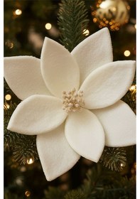 Resim Peluş Krem Çiçek Ağaç Süsü 