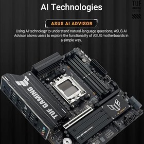 Resim ASUS TUF GAMING B850M-PLUS WIFI7 AMD B850 AM5 DDR5 8000 DP HDMI 3x M2 USB3.2 Gen 2x2 WiFi 7 + BT AURA RGB 2.5Gbit LAN mATX 14+2+1 Güç Aşamaları, 1xGen5 M.2, Ready for Advanced AI PC 