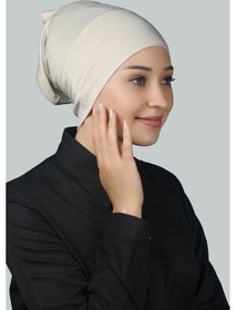 Resim Altobeh Hazır Pratik Geçmeli Uzun Boru Tesettür Bonesi - Krem 