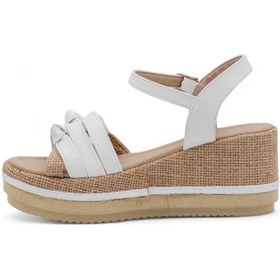 Resim Zorde Dolgu Topuk Hasırlı Kadın Sandalet - Beyaz - 38 Beyaz 