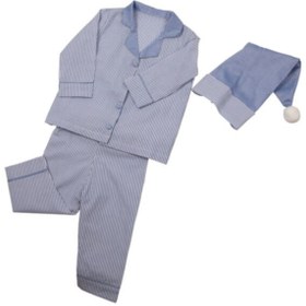Resim moms and babies Çocuk Bebek Pijaması Nostaljik Çizgili Şapkalı Pijama 0-7 Yaş 