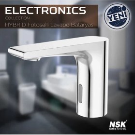 Resim Nsk Fotoselli Lavabo Bataryası Çift Su Girişli Elektrikli+Pilli N2100802 