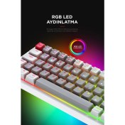Resim Rampage Yoru Mini Gri/beyaz Type-C Bağlantılı Outemu Red Swich Q Mekanik Gaming Oyuncu Klavye Rgb 