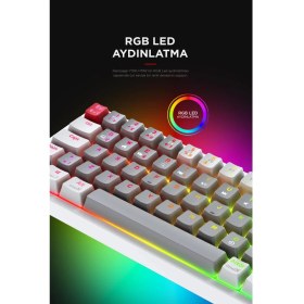 Resim Rampage Yoru Mini Gri/beyaz Type-C Bağlantılı Outemu Red Swich Q Mekanik Gaming Oyuncu Klavye Rgb 