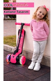 Resim TOHA CoolWheels Cortix Katlanır Scooter 3-7 Yaş | Işıklı 3 Tekerlekli Çocuk Scooter 