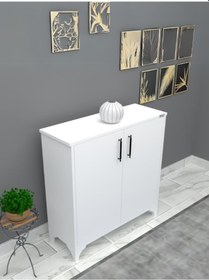 Resim %100 Mdf 2 Kapaklı Küp Üstü Beyaz Ayakkabılık Beyaz 