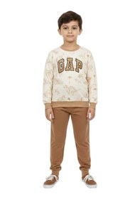 Resim Baglan Erkek Çocuk Önü Baskılı Sweatshirt Ve Eşofman Alt Takım Bgl-st05251 Camel 