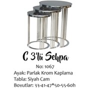 Resim Brc C 3lü ZİGON Düz Siyah TEMPER cam Metal transmisyon Krom Renk Kaplama El Yapımı 
