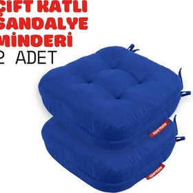Resim Xpermate 2'li Çift Kat Sandalye Minderi 42x42x8 Mavi 