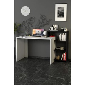 Resim Moonlife Ahsen Kitaplıklı Çalışma Masası Beyaz Siyah 