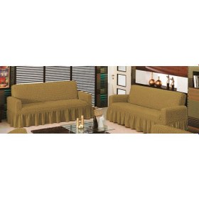 Resim Altın Kelebek Bürümcük Koltuk Örtüsü Maxi Çekyat (3+3)-Bej 