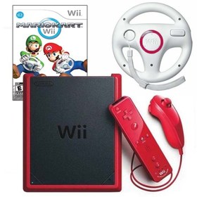 Resim POPKONSOL Nintendo Wii Mini Oyun Konsolu Mariokart Oyun Seti Kırmızı Renk Mariokart Direksiyon 