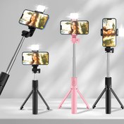 Resim Evrensel kablosuz bağlantı mobil telefonlar, uzaktan kumanda, selfie çubuğu, fotoğrafçılık, video kaydı ve canlı yayın üç ayaklısı için 