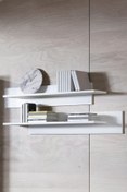Resim ECM Duvar Rafı 2'li Set Dekoratif Modern Salon Mutfak Oturma Odası Yemek Odası Raf Mat Beyaz Raf 