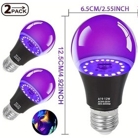 Resim Willowhaven Siyah Işık Led Ampul 12w A19 Uv Lamba 100w Eşdeğer 2li Paket Floresan Parti 