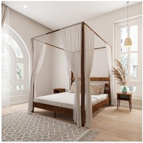 Resim Natura Model Cibindirik Askılıklı Ceviz Renk Çam Ahşap Karyola-57 140 x 200 