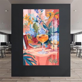 Resim Şarap Keyfi Cam Tablo - Siyah / 90x140 cm 