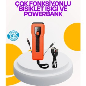 Resim Su Geçirmez Bisiklet Işığı 5000 Mah Powerbankli Ön Far 