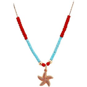 Resim Deniz Yıldızı Motifli Gümüş Tasarım Taş Kolye - N151601 