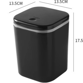 Resim Yuntech01 Ofis Masa Çöp Kutusu, Pp Malzeme Kapaklı, Dormitorium Ve Yatak Odası İçin, Siyah, 1 Adet, Uzun Ömürlü, Kolay Temizlenir 