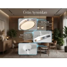 Resim Gizli Kanatlı Tavan Vantilatörü ve Oda Vantilatörü - Yaz/kış Modlu 3 Işık Modlu Kumandalı Şık Tasarım 
