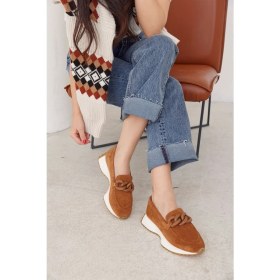 Resim Nilufarr Darius Taba Süet Zincir Aksesuarlı Kadın Sneaker 