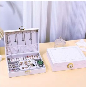 Resim Mdl10- Beyaz Takı Kutusu Kilitli Deri Görünümlü Takı Düzenleyici 