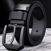 Resim Erkekler İçin Hakiki Deri Kemer - Günlük ve Resmi Kullanım için Şık Alaşım Kare Toka, Dayanıklı & Ayarlanabilir Boyut, Çok Yönlü Moda Aksesuarı, Ofis Giyimi, Modern Tasarım, Sağlam Yapı, Ofis Çalışanlar İçin 